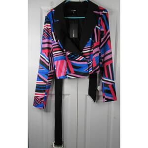 Cool And Collected Blazer in Royal/Multi from Fashion Nova